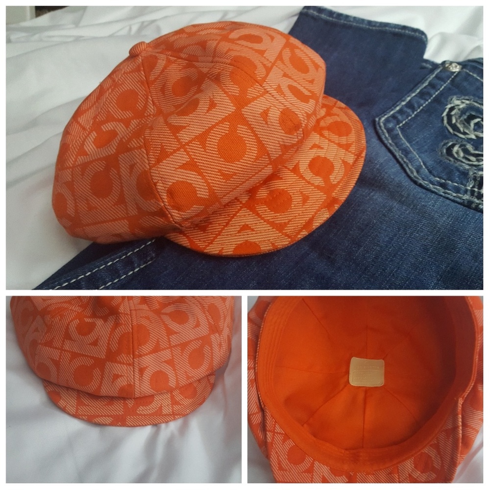 🆕️ Liz Claiborne hat -"newsboy" hat / cap orange